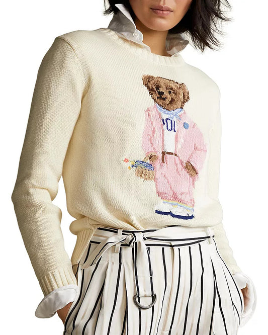 Polo Ralph Lauren Polo Bear Women's Sweater White / Pink Size Small