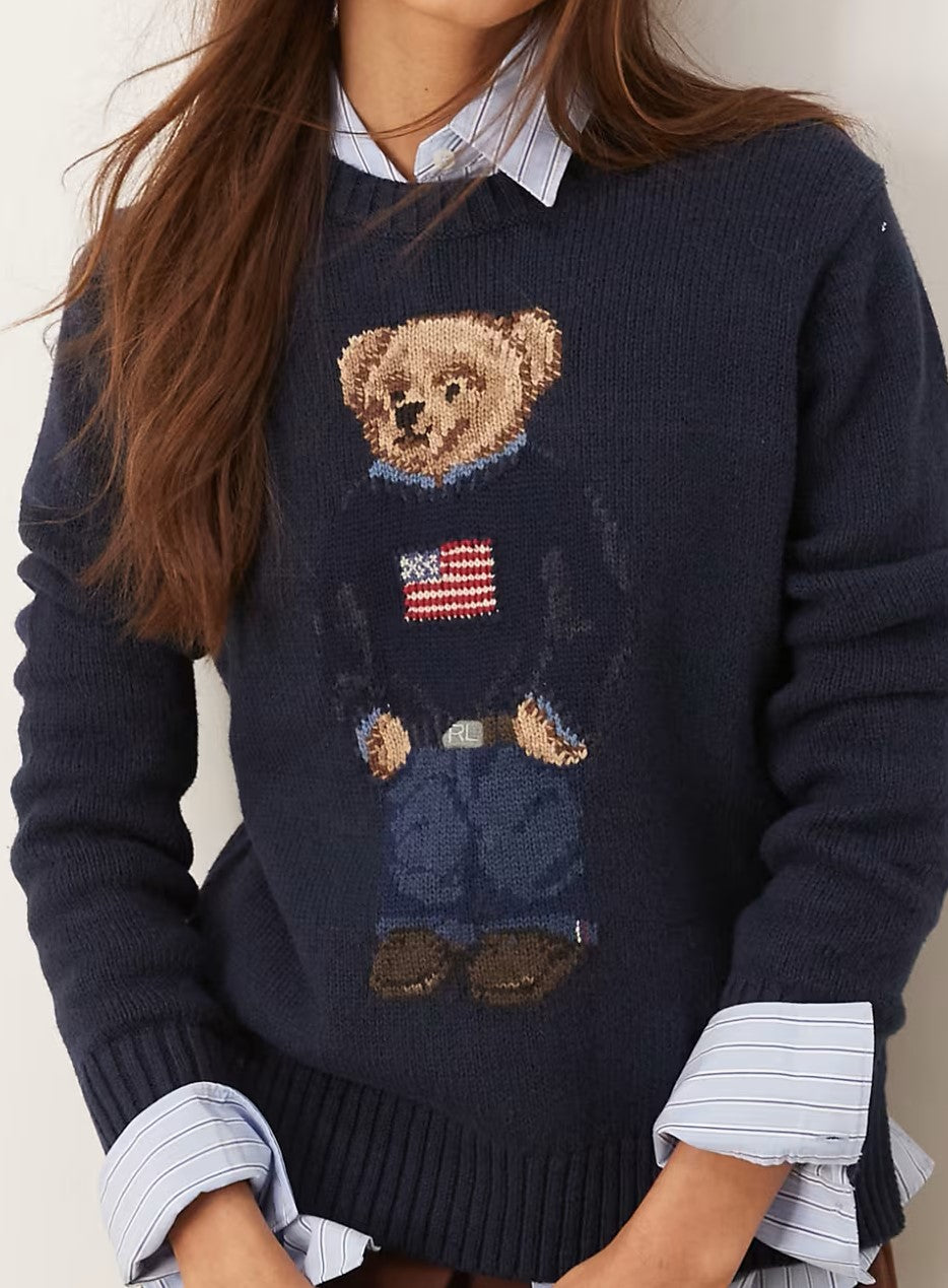 Polo Ralph Lauren Polo Bear Women's Sweater Navy Blue Size Small M L