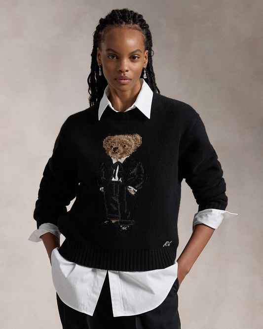 Polo Ralph Lauren Polo Bear COTTON KNIT BLACK Sweater WOMEN'S S M L