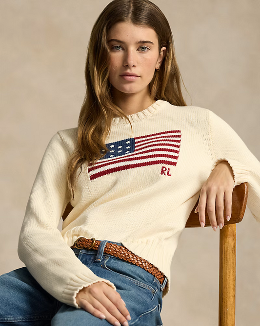 Polo Ralph Lauren Cotton American Flag Knit for Women  with Sizes Small Medium Large